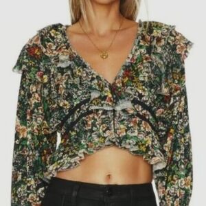 Floral Ruffle Women's Crop Top Free People